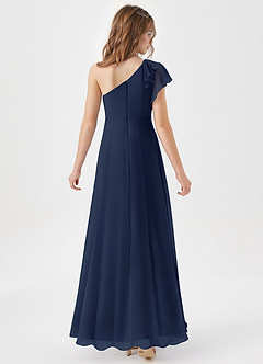 Azazie Arabella Junior Dark Navy A-Line Ruched Chiffon Dress image6