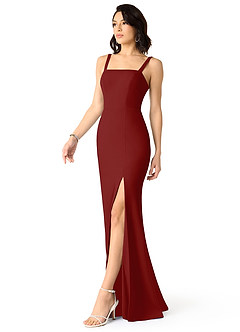 Azazie Gianetta Bridesmaid Dresses Terracotta Mermaid Side Slit Stretch Crepe Dress image3