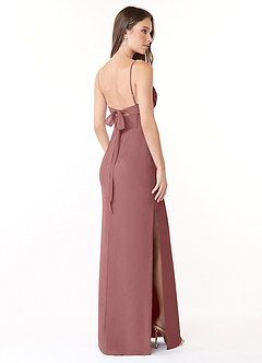 Azazie Mai Brautjungfernkleider Etui Plissee Chiffon Kleid Wüstenrose image4