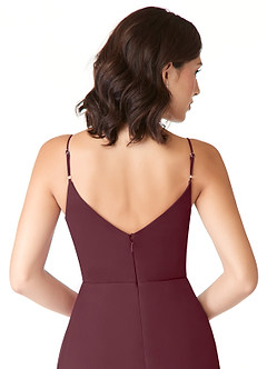 Azazie Evalin Abiti da Damigella Abito A-Line in Maglia con Scollo a V a Pieghe Cabernet image6