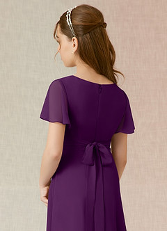Azazie Induh Junior Grape A-Line Ruched Chiffon Dress image5