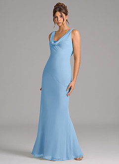 Azazie Rylina Bridesmaid Dresses Powder Blue Mermaid Pleated Chiffon Dress image4
