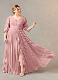 Azazie Zahara Final Sale Burgundy A-Line V-Neck Pleated Chiffon Dress image9