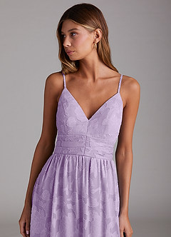Azazie Nathalia Bridesmaid Dresses Lilac A-Line Bow Floral Burnout Dress image5