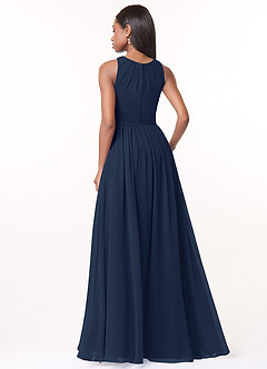Azazie Harper Bridesmaid Dresses Dark Navy A-Line Pleated Chiffon Dress image2