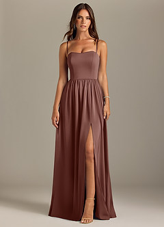 Azazie Calianna Bridesmaid Dresses Espresso A-Line Off the Shoulder Stretch Satin Convertible Dress image9