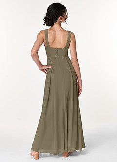 Azazie Simoan Junior Abito A-Line in Chiffon Scollo a Cuore Willow Green image2