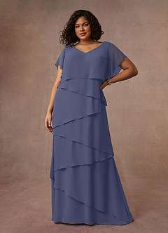 Azazie OHara Abiti per la Madre della Sposa Abito A-Line in Chiffon con Scollo a V Stormy image12