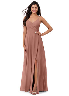 Azazie Lennon Bridesmaid Dresses Cedar Rose A-Line Lace Chiffon Dress image1