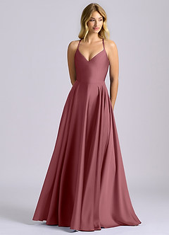 Azazie Truce Bridesmaid Dresses Desert Rose A-Line Stretch Satin Dress image1