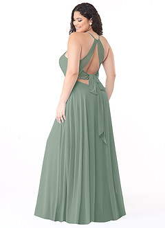 Azazie Evalleen Jurken voor bruidsmeisjes Jurk van Chiffon met A-Lijn Geplooid Zilveren Salie image8