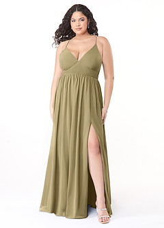 Azazie Aaida Bridesmaid Dresses Moss Green A-Line Corset Chiffon Dress image7