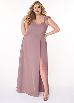 Azazie Everett Bridesmaid Dresses A-Line V-neck Ruched Chiffon Floor-Length Dress image7
