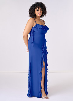 Barbie ♥ Azazie Bridesmaid Dresses Royal Blue Sheath Bow Chiffon Dress image9
