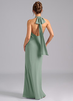 Azazie Velli Bridesmaid Dresses Silver Sage Mermaid High Neck Chiffon Dress image2