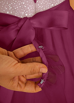 Azazie Tay Flower Girl Dresses Mulberry A-Line Sequins Tulle Dress image4