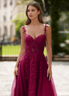 Dreamscape Burgundské Plesové šaty áčkového střihu image6