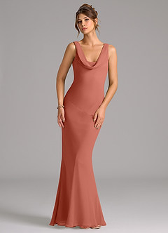 Azazie Rylina Bridesmaid Dresses Clay Mermaid Pleated Chiffon Dress image1