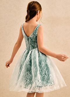 Azazie Cubbie Girls Formal Flower Girl Dresses Emerald A-Line Lace Dress image7