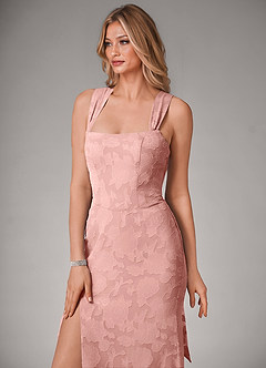 Azazie Luci Bridesmaid Dresses Rosette Mermaid Pleated Floral Burnout Convertible Dress image4