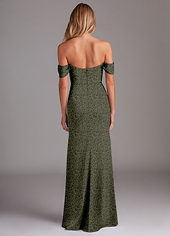 Azazie Saige Vestidos de damas de honor Vestido de Jardín Pequeño Floral Willow Green de Satén Elástico de Corte Recto con Vestidos sin tirantes image10