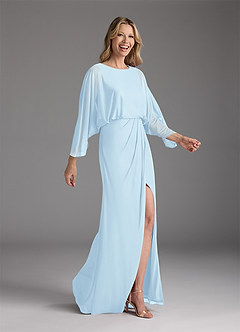 Azazie Ysabella vestidos de madre de la novia Vestido de Azul Cielo de Malla de Sirena con Plisado image1