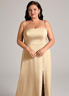 Azazie Wren Bridesmaid Dresses Champagne A-Line Strapless Stretch Satin Convertible Dress image13