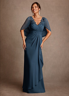Azazie Santa Clara vestidos de madre de la novia Vestido Azul Marino Oscuro de Encaje de Corte en A image1