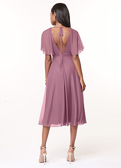 Azazie Tinsley Bridesmaid Dresses Vintage Mauve A-Line Pleated Mesh Dress image2