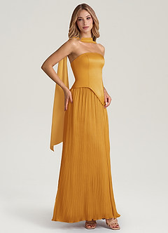 Azazie Tierney Bridesmaid Dresses Butterscotch A-Line Strapless Chiffon Convertible Dress image7