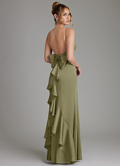 Azazie Zherra Robes de demoiselle d'honneur Robe Sirène en Satin extensible Nœud Pistache image1