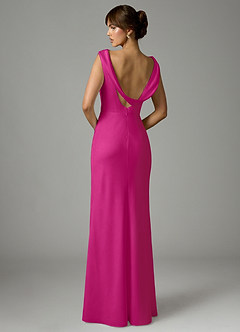 Azazie Kieryn Robes de demoiselle d'honneur Robe Sirène en Satin extensible Plissée Fuchsia image5