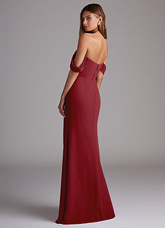 Azazie Saige Bridesmaid Dresses Pomegranate A-Line Off the Shoulder Chiffon Convertible Dress image8