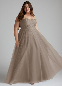 Azazie Roni Bridesmaid Dresses Taupe A-Line Sweetheart Neckline Tulle Convertible Dress image7