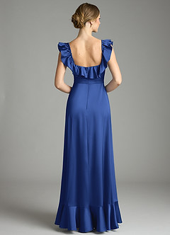 Azazie Lyra Bridesmaid Dresses Royal Blue A-Line Off the Shoulder Stretch Satin Convertible Dress image8