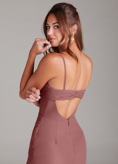 Azazie Leonis Bridesmaid Dresses Desert Rose Sheath Strapless Chiffon Convertible Dress image4