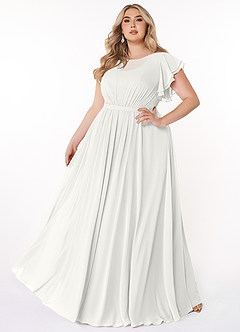 Azazie Daphne Modest Bridesmaid Dresses A-Line Ruffled Chiffon Floor-Length Dress image6