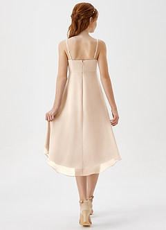 Azazie Mariam Junior White Alabaster A-Line Pleated Chiffon Dress image2