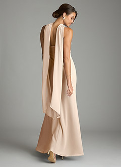 Azazie Saylor Vestidos de damas de honor Vestido de Alabastro Blanco de Gasa de Corte Sirena con Sin tirantes image9