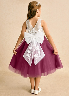 Azazie Lina Flower Girl Dresses Ivory Mulberry Ball-Gown Lace Dress image1