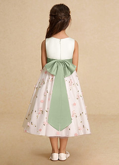 Azazie Pollie Flower Girl Dresses Blushing Pink Dusty Sage A-Line Bow Tulle Dress image6