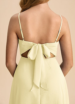 Azazie Shale Junior Lemon Sorbet A-Line Bow Chiffon Dress image7