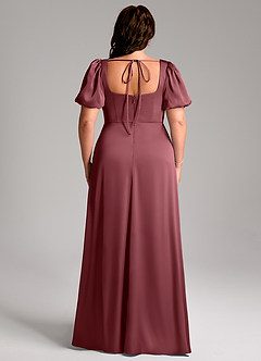 Azazie Fyona Bridesmaid Dresses Desert Rose A-Line Pleated Stretch Satin Dress image9