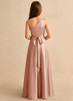 Azazie Puddles Girls Formal Abiti da Ragazza di Fiori Abito A-Line in Raso Elasticizzato Monospalla Oro Rosa image2