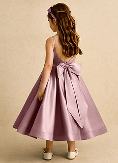 Azazie Babs Blumenmädchenkleider Ballkleid Plissee Matte Satin Kleid Altrosa image1