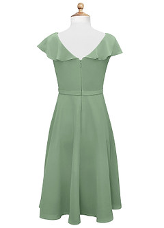 Azazie Posie Vestido de Matcha de Gasa/ Chiffon de Acampanado con Volante image7
