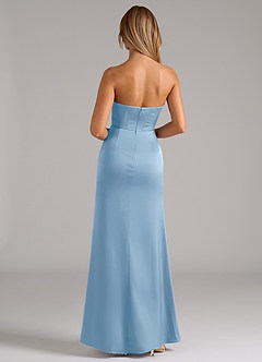Azazie Johana Brautjungfernkleider Wandelbar Meerjungfrau-Linie Schulterfrei Stretch-Satin Kleid Puderblau image7