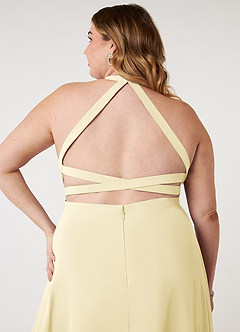 Azazie Clarice Bridesmaid Dresses Lemon Sorbet A-Line Halter Chiffon Dress image10