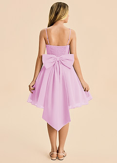 Azazie Arie Junior Vestido Rosa Caramelo de Gasa de Corte en A con Drapeado image1