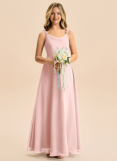 Azazie Elodie Junior Powder Pink A-Line Chiffon Dress image3